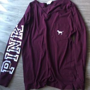 PINK long sleeve logo top
